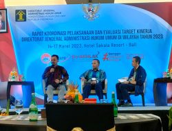 Hari kedua Kadiv Yankumham Maluku Hadiri Rakor Pelaksanaan dan Evaluasi Target Kinerja AHU Diwilayah Tahun 2023 